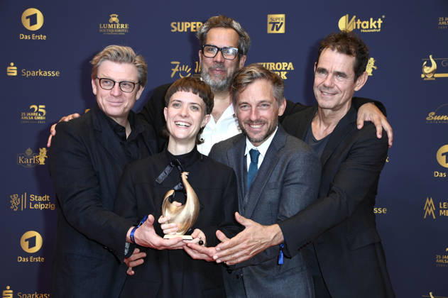 Hendrik Handloegten, Liv Lisa Fries, Achim von Borries, Volker Bruch und Tom Tykwer bei der 32. Verleihung der Goldenen Henne 2026 in der Leipziger Messe. Leipzig, 04.09.2026