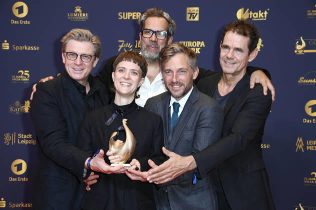 Hendrik Handloegten, Liv Lisa Fries, Achim von Borries, Volker Bruch und Tom Tykwer bei der 32. Verleihung der Goldenen Henne 2026 in der Leipziger Messe. Leipzig, 04.09.2026