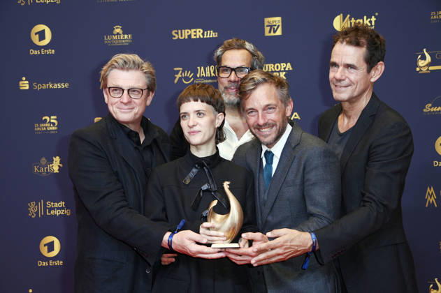 Hendrik Handloegten, Liv Lisa Fries, Achim von Borries, Volker Bruch und Tom Tykwer bei der 32. Verleihung der Goldenen Henne 2026 in der Leipziger Messe. Leipzig, 04.09.2026