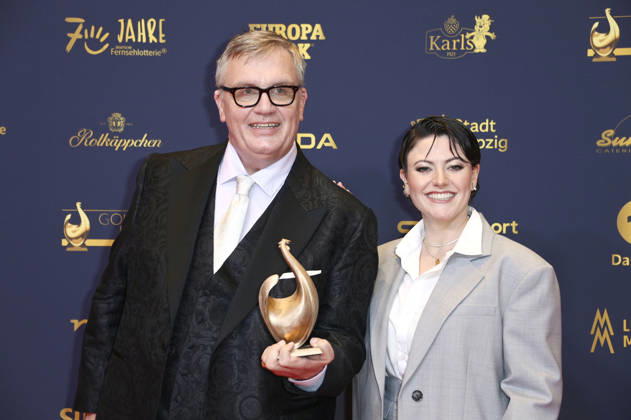 Hape Kerkeling und Tahnee Schaffarczyk bei der 32. Verleihung der Goldenen Henne 2026 in der Leipziger Messe. Leipzig, 04.09.2026