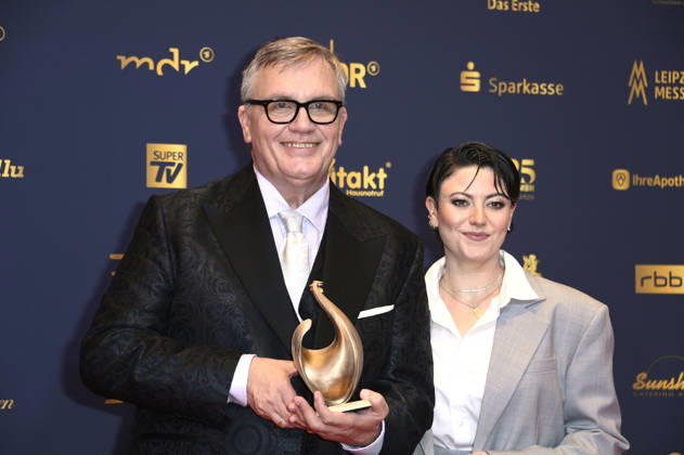 Hape Kerkeling und Tahnee Schaffarczyk bei der 32. Verleihung der Goldenen Henne 2026 in der Leipziger Messe. Leipzig, 04.09.2026