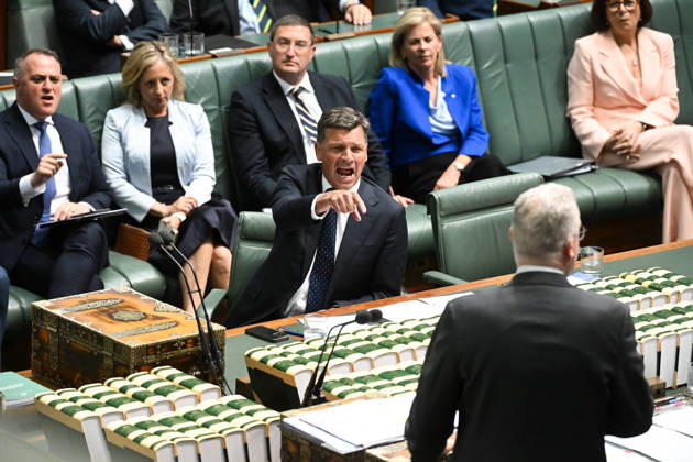 QUESTION TIME, Australian Opposition leader Angus Taylor reacts as he listens to Australian Home Affairs Minister Tony Burke during Question Time in the House of Representatives at Parliament House in Canberra, Monday, September 7, 2026. ( NO ARCHIVING CANBERRA AUSTRALIAN CAPITAL TERRITORY AUSTRALIA  Copyright: xLUKASxCOCHx 20260907194552669738