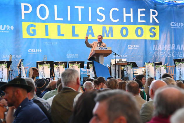 Rede Markus SOEDER (Ministerpraesident Bayern und CSU Vorsitzender) Totale,Uebersicht. Politischer Gillamoos am 07.09.2026 in Abensberg,