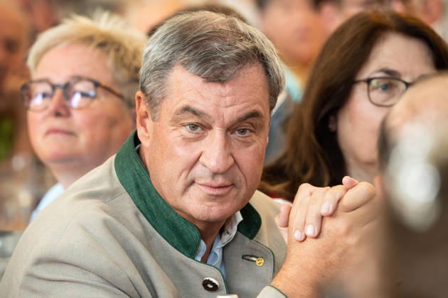 Markus Söder, Bayerischer Ministerpräsident, CSU, beim traditionellen Politischen Frühschoppen auf dem Volksfest Gillamoos, Abensberg, 07.09.2026 Deutschland, Abensberg, 7. September 2026, Markus Söder, Ministerpräsident Bayern, CSU, Porträt beim traditionellen Politischen Frühschoppen auf dem Volksfest Gillamoos, Hofbräuzelt, Gillamoos Montag, Politik, Bayern,