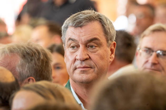 Markus Söder, Bayerischer Ministerpräsident, CSU, beim traditionellen Politischen Frühschoppen auf dem Volksfest Gillamoos, Abensberg, 07.09.2026 Deutschland, Abensberg, 7. September 2026, Markus Söder, Ministerpräsident Bayern, CSU, Porträt beim traditionellen Politischen Frühschoppen auf dem Volksfest Gillamoos, Hofbräuzelt, Gillamoos Montag, Politik, Bayern,