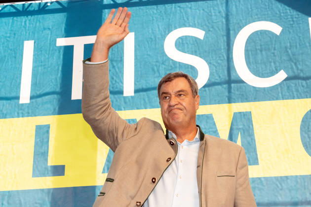 Markus Söder, Bayerischer Ministerpräsident, CSU, beim traditionellen Politischen Frühschoppen auf dem Volksfest Gillamoos, Abensberg, 07.09.2026 Deutschland, Abensberg, 7. September 2026, Markus Söder, Ministerpräsident Bayern, CSU, beim traditionellen Politischen Frühschoppen auf dem Volksfest Gillamoos, Hofbräuzelt, Gillamoos Montag, Politik, Bayern,