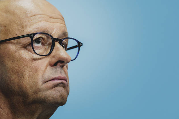 Friedrich Merz (CDU), Bundeskanzler, aufgenommen im Rahmen einer Pressekonferenz als Reaktion auf die Landtagswahl in Sachsen-Anhalt in Berlin, 07.09.2026. Mit rund 44% hat die AfD (Alternative fuer Deutschland) die Landtagswahl deutlich vor der CDU mit rund 17,5% gewonnen. Berlin Deutschland Copyright: xFlorianxGaertnerx