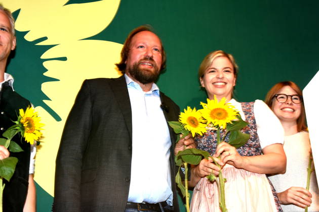 Anton Hofreiter,MDB vorsitzender des Europaausschusses Katharina Schulze, Fraktionsvorsitzende der bayerischen GRÜNEN im Landtag Abendsberg 07.09.2026 Politischer Frühschoppen am Gillamoos im Weinzelt Bündnis 90 Die Grünen Foto Abendsberg