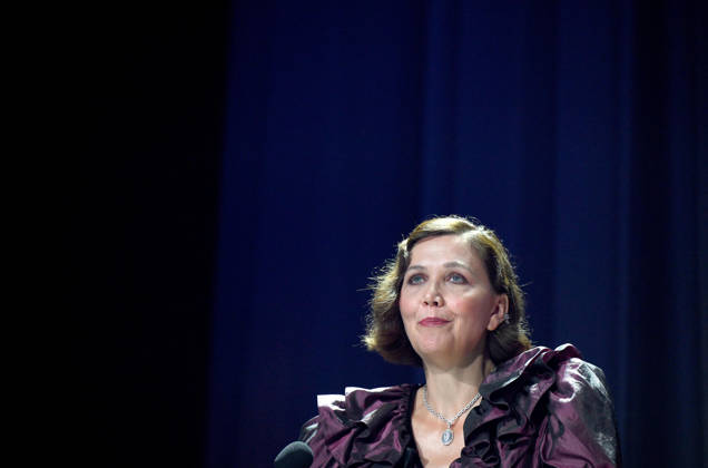 September 7, 2026, Venice, ITALY: President of jury Venezia 83 Maggie Gyllenhaal during the ceremony of the Golden Lion for Lifetime Achievement to US actor Ellen Burstyn during the Venice International Film Festival, in Venice, Italy, 07 September 2026. The 83rd edition of the Venice Film Festival runs from 02 to 12 September 2026. ANSA ETTORE FERRARI. Venice ITALY - ZUMAa110 20260907_zaf_a110_042 Copyright: xEttorexFerrarix