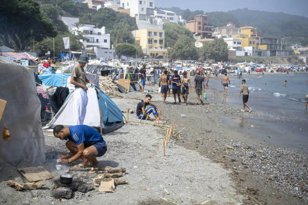 Settlements Continue on El Trampolín Beach Settlements on El Trampolín Beach, as of September 7, 2026, in Ceuta, Spain. Despite having been cleared, the camp on El Trampolín Beach resembles a makeshift city and remains occupied by people who continue to arrive in Ceuta. SEPTEMBER 7, 2026 Ceuta, Spain  Copyright: xMarcosxMorenox 7756349