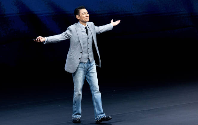 GUANGZHOU, CHINA - SEPTEMBER 07: Andy Lau, brand ambassador for Ultimate Design, attends the launch event for the Huawei tri-fold Mate XT 2 and delivers a speech on September 7, 2026 in Guangzhou, Guangdong Province of China. Huawei released its latest tri-fold smartphone featuring a new generation chip with improved performance.  Copyright: xVCGx 111664712408