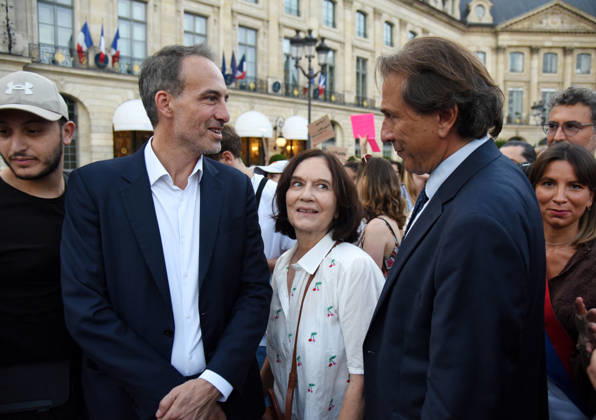 Politicians Join Feminist Coalition Press Briefing For Loi Integrale Against Sexual Violence - Paris Raphael Glucksmann and Jerome Guedj during the rally against sexual violence for a comprehensive law Loi Integrale in front of the Ministry of Justice at Place Vendome in Paris, France on September 7, 2026. Photo by Alain Apaydin ABACAPRESS.COM Paris France  Copyright: xApaydinxAlain ABACAx