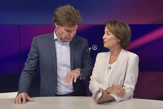 Carsten Maschmeyer und Sandra Maischberger in der ARD-Talkshow maischberger im Studio Berlin Adlershof. Berlin, 08.09.2026