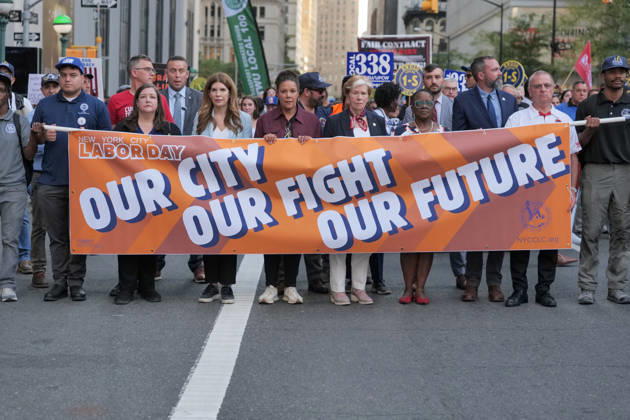 September 8, 2026, New York, New York, USA: Honoring the Workers of September 11 2001 Union workers by the thousands marched up.Church Street to Foley Square with the theme Our City, Our Fight, Our Future in Lower Manhattan..Marking the 25th anniversary of the terror attack they remembered the workers who ran toward danger and helped NYC.recover and rebuild paying an enormous price in the years that followed. The march for solidarity demonstrated the strength, .solidarity and power of working people while standing up for the rights, freedoms and future of all New Yorkers. New York USA  - ZUMAh156 20260908_znp_h156_001 Copyright: xMiloxHessx