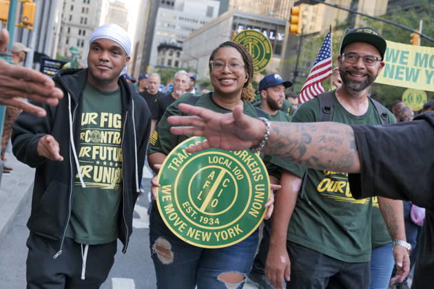 September 8, 2026, New York, New York, USA: Transport workers honoring the Workers of September 11 2001 Union workers by the thousands marched up.Church Street to Foley Square with the theme Our City, Our Fight, Our Future in Lower Manhattan..Marking the 25th anniversary of the terror attack they remembered the workers who ran toward danger and helped NYC.recover and rebuild paying an enormous price in the years that followed. The march for solidarity demonstrated the strength, .solidarity and power of working people while standing up for the rights, freedoms and future of all New Yorkers. New York USA  - ZUMAh156 20260908_znp_h156_003 Copyright: xMiloxHessx