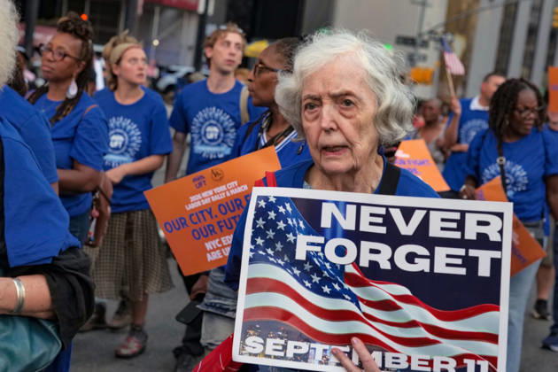 September 8, 2026, New York, New York, USA: Honoring the Workers of September 11 2001 Union workers by the thousands marched up.Church Street to Foley Square with the theme Our City, Our Fight, Our Future in Lower Manhattan..Marking the 25th anniversary of the terror attack they remembered the workers who ran toward danger and helped NYC.recover and rebuild paying an enormous price in the years that followed. The march for solidarity demonstrated the strength, .solidarity and power of working people while standing up for the rights, freedoms and future of all New Yorkers. New York USA  - ZUMAh156 20260908_znp_h156_004 Copyright: xMiloxHessx
