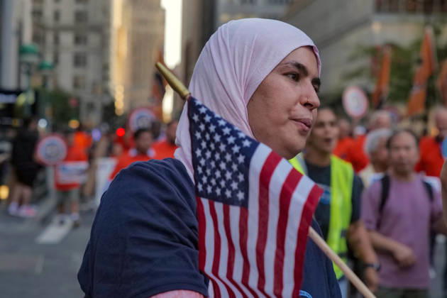 September 8, 2026, New York, New York, USA: Honoring the Workers of September 11 2001 Union workers by the thousands marched up.Church Street to Foley Square with the theme Our City, Our Fight, Our Future in Lower Manhattan..Marking the 25th anniversary of the terror attack they remembered the workers who ran toward danger and helped NYC.recover and rebuild paying an enormous price in the years that followed. The march for solidarity demonstrated the strength, .solidarity and power of working people while standing up for the rights, freedoms and future of all New Yorkers. New York USA  - ZUMAh156 20260908_znp_h156_005 Copyright: xMiloxHessx