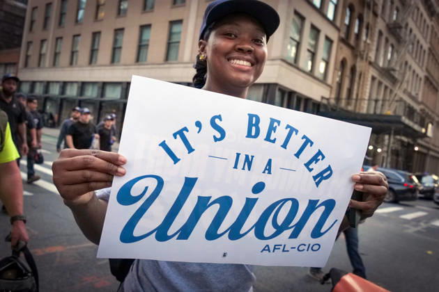 September 8, 2026, New York, New York, USA: Honoring the Workers of September 11 2001 Union workers by the thousands marched up.Church Street to Foley Square with the theme Our City, Our Fight, Our Future in Lower Manhattan..Marking the 25th anniversary of the terror attack they remembered the workers who ran toward danger and helped NYC.recover and rebuild paying an enormous price in the years that followed. The march for solidarity demonstrated the strength, .solidarity and power of working people while standing up for the rights, freedoms and future of all New Yorkers. New York USA  - ZUMAh156 20260908_znp_h156_012 Copyright: xMiloxHessx