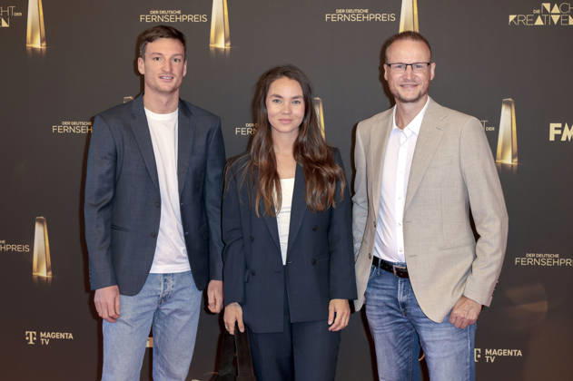Eike Köhler, Kim Kristin Mauch und Björn Kurtenbach bei der Verleihung des Deutschen Fernsehpreises 2026 - Die Nacht der Kreativen in der Flora. Köln, 08.09.2026