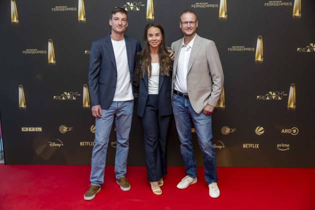 ABB KREATIVE - Eike Koehler, Kim Kristin Mauch und Bjoern Kurtenbach zu Gast auf dem roten Teppich bei der Gala Die Nacht der Kreativen Der Deutsche Fernsehpreis 2026 in der Flora am 08.09.2026 in Koeln NRW Deutschland