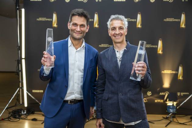 ABB KREATIVE- Preistraeger Auszeichnung Die Auszeichnung für das Beste Buch Unterhaltung geht an Christian Ehring und Dietmar Jacobs zu Gast bei der Gala Die Nacht der Kreativen Der Deutsche Fernsehpreis 2026 in der Flora am 08.09.2026 in Koeln NRW Deutschland