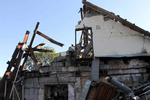 A private house lies in ruins after a Russian drone attack, Dnipro, Ukraine, September 9, 2026. On Wednesday night, September 9, Russian drones struck the eastern Ukrainian city. The attack caused fires at warehouses storing building materials and at a private house. Rescuers freed three people, including a 15-year-old boy, from the basement of the damaged home. A 51-year-old man and a 52-year-old woman were taken to hospital. (Photo by Mykola Miakshykov Ukrinform) Aftermath of Russian drone attack in Dnipro  Copyright: xMykolaxMiakshykovx