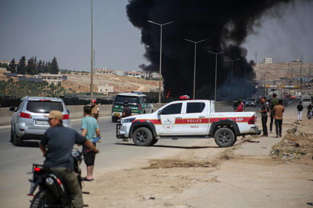 4 killed in explosion in Syria s Idlib province IDLIB, SYRIA - SEPTEMBER 09: Smoke rises after a powerful explosion, the cause of which has not yet been determined, at a warehouse where war remnant munitions were being collected near the Sarmada district of Idlib province in northwestern Syria on September 09, 2026. Police, ambulance, firefighting, and civil defense teams were dispatched to the area. Kasim Yusuf Anadolu Idlib Syria. Editorial use only. Please get in touch for any other usage.  Copyright: x2026xAnadoluxKasimxYusufx