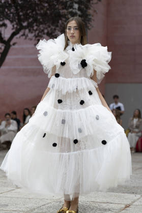 September 9, 2026, Madrid, Spain: A model parades with Maria Lafuente design during the OMODA Fashion Week Madrid at Jardines Sabatini Madrid. Madrid Spain  - ZUMAs197 20260909_aaa_s197_156 Copyright: xAtilanoxGarciax