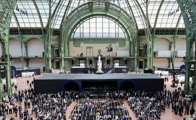 (260909) -- PARIS, Sept. 9, 2026 -- This photo taken on Sept. 9, 2026 shows the scene of the International Space Summit at the Grand Palais in Paris, France. The first International Space Summit opened Wednesday in Paris, bringing together heads of state and government, scientists, astronauts and industry representatives. ) FRANCE-PARIS-INTERNATIONAL SPACE SUMMIT WuxHuiwo 