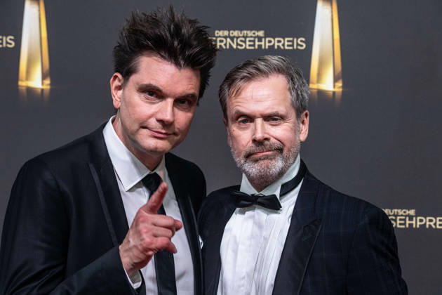 Lutz VAN DER HORST, Moderator, Matthias MATSCHKE, Schauspieler, Roter Teppich, Red Carpet Show, Ankunft, arrival, Verleihung des Deutschen Fernsehpreises, Der Deutsche Fernsehpreis 2026, Deutscher Fernsehpreis 2026 im Confex Koeln, am 09.09.2025.