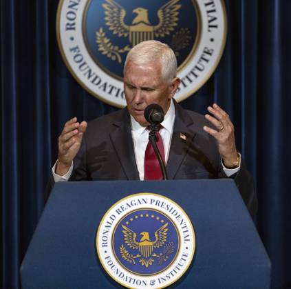 September 09, 2026 - Simi Valley, California, USA: Former United States Vice President MIKE PENCE discusses his new book, What Conservatives Believe at the Ronald Reagan Presidential Library. Simi Valley USA - ZUMAce6_ 20260909_zaf_ce6_002 Copyright: xBrianxCahnx