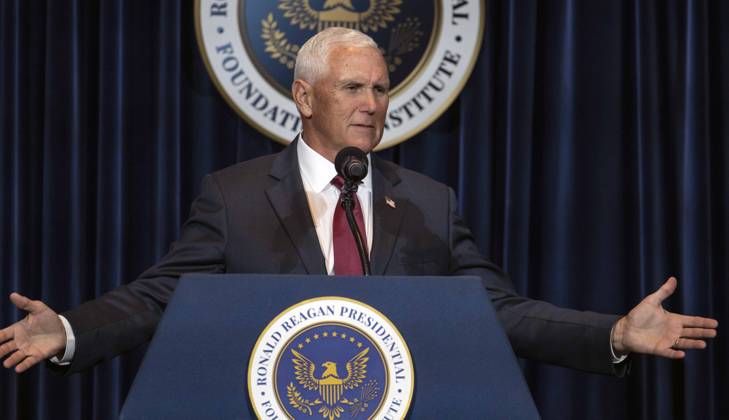 September 09, 2026 - Simi Valley, California, USA: Former United States Vice President MIKE PENCE discusses his new book, What Conservatives Believe at the Ronald Reagan Presidential Library. Simi Valley USA - ZUMAce6_ 20260909_zaf_ce6_003 Copyright: xBrianxCahnx