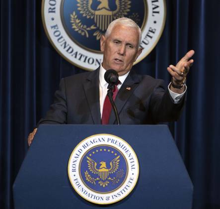 September 09, 2026 - Simi Valley, California, USA: Former United States Vice President MIKE PENCE discusses his new book, What Conservatives Believe at the Ronald Reagan Presidential Library. Simi Valley USA - ZUMAce6_ 20260909_zaf_ce6_005 Copyright: xBrianxCahnx