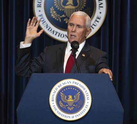 September 09, 2026 - Simi Valley, California, USA: Former United States Vice President MIKE PENCE discusses his new book, What Conservatives Believe at the Ronald Reagan Presidential Library. Simi Valley USA - ZUMAce6_ 20260909_zaf_ce6_010 Copyright: xBrianxCahnx