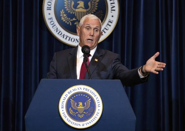 September 09, 2026 - Simi Valley, California, USA: Former United States Vice President MIKE PENCE discusses his new book, What Conservatives Believe at the Ronald Reagan Presidential Library. Simi Valley USA - ZUMAce6_ 20260909_zaf_ce6_012 Copyright: xBrianxCahnx