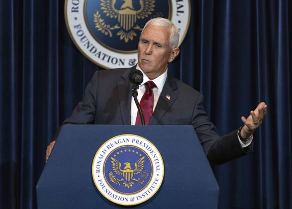 September 09, 2026 - Simi Valley, California, USA: Former United States Vice President MIKE PENCE discusses his new book, What Conservatives Believe at the Ronald Reagan Presidential Library. Simi Valley USA - ZUMAce6_ 20260909_zaf_ce6_014 Copyright: xBrianxCahnx