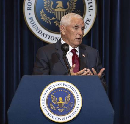 September 09, 2026 - Simi Valley, California, USA: Former United States Vice President MIKE PENCE discusses his new book, What Conservatives Believe at the Ronald Reagan Presidential Library. Simi Valley USA - ZUMAce6_ 20260909_zaf_ce6_015 Copyright: xBrianxCahnx
