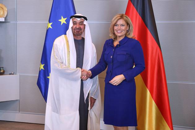 News Bilder des Tages Berlin, Deutschland, 10.09.2026: Deutscher Bundestag: Staatsbesuch S.H. des Präsidenten der Vereinigten Arabischen Emirate, Scheich Mohammed bin Zayed Al Nahyanin: Muhammad bin Zayid Al Nahyan und Julia Klöckner (CDU) Copyright: xdtsxNachrichtenagenturx dts_133965