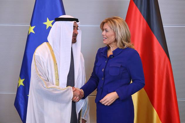 Berlin, Deutschland, 10.09.2026: Deutscher Bundestag: Staatsbesuch S.H. des Präsidenten der Vereinigten Arabischen Emirate, Scheich Mohammed bin Zayed Al Nahyanin: Muhammad bin Zayid Al Nahyan und Julia Klöckner (CDU) Copyright: xdtsxNachrichtenagenturx dts_133968