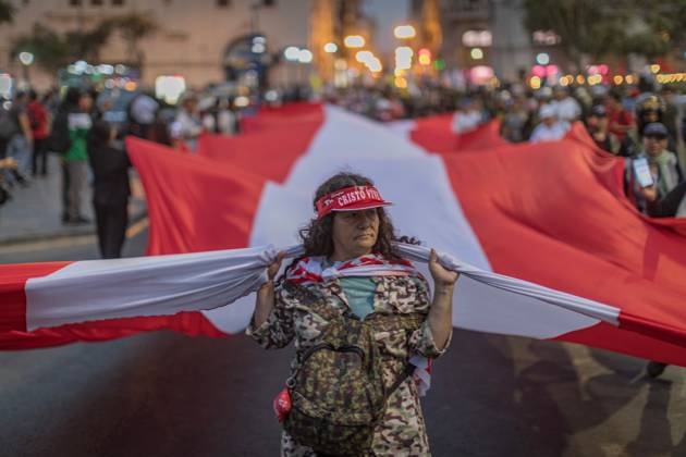 Protesters Rally Against Marco Rubio™s Visit to Peru LIMA, PERU SEPTEMBER 9, 2026: Protesters from left-wing civic and university collectives gather at Plaza San Martin in central Lima to demonstrate against the official visit of U.S. Secretary of State Marco Rubio to Peru. The demonstrators marched through the city centre into the evening during Rubio™s South American tour. Lima Peru Copyright: x xErickxDiazxVelizx xJNAxPressx