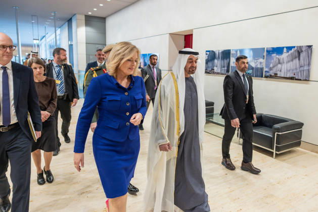 Staatsbesuch S.H. des Präsidenten der Vereinigten Arabischen Emirate, Scheich Mohammed bin Zayed Al Nahyan, in der Bundesrepublik Deutschland. Deutschland, Berlin am 10. September 2026: Die Präsidentin des Deutschen Bundestages, Julia Klöckner, empfängt den Präsidenten der Vereinigten Arabischen Emirate, Scheich Mohammed bin Zayed Al Nahyan, im Deutschen Bundestag in Berlin.