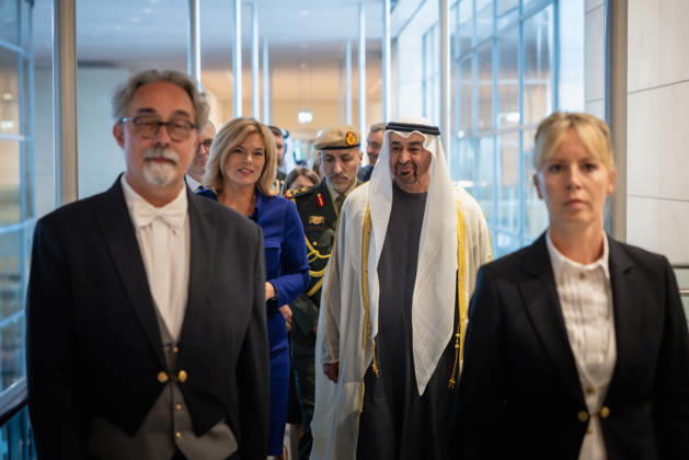 Staatsbesuch S.H. des Präsidenten der Vereinigten Arabischen Emirate, Scheich Mohammed bin Zayed Al Nahyan, in der Bundesrepublik Deutschland. Deutschland, Berlin am 10. September 2026: Die Präsidentin des Deutschen Bundestages, Julia Klöckner, empfängt den Präsidenten der Vereinigten Arabischen Emirate, Scheich Mohammed bin Zayed Al Nahyan, im Deutschen Bundestag in Berlin.