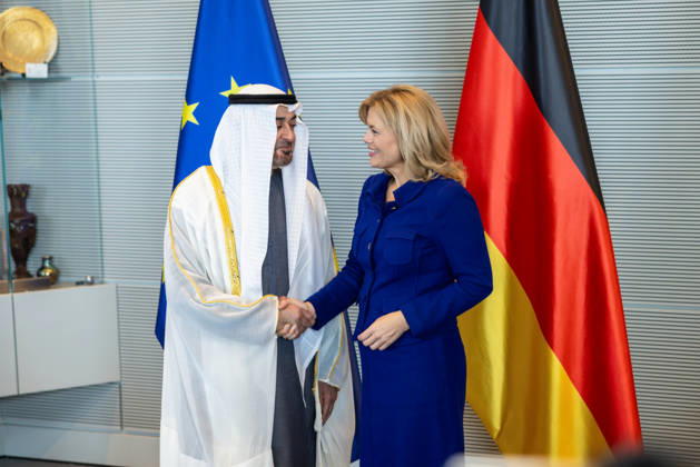 Staatsbesuch S.H. des Präsidenten der Vereinigten Arabischen Emirate, Scheich Mohammed bin Zayed Al Nahyan, in der Bundesrepublik Deutschland. Deutschland, Berlin am 10. September 2026: Die Präsidentin des Deutschen Bundestages, Julia Klöckner, empfängt den Präsidenten der Vereinigten Arabischen Emirate, Scheich Mohammed bin Zayed Al Nahyan, im Deutschen Bundestag in Berlin.