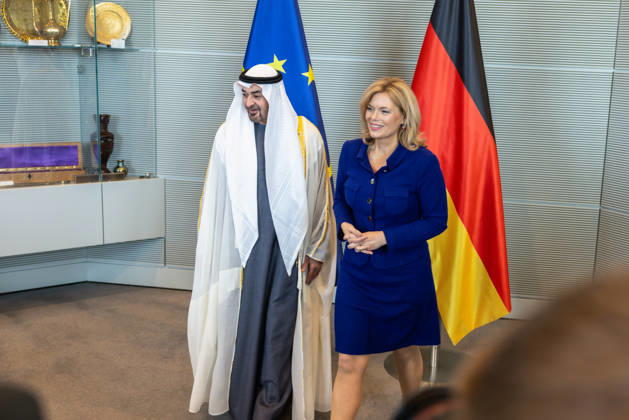 Staatsbesuch S.H. des Präsidenten der Vereinigten Arabischen Emirate, Scheich Mohammed bin Zayed Al Nahyan, in der Bundesrepublik Deutschland. Deutschland, Berlin am 10. September 2026: Die Präsidentin des Deutschen Bundestages, Julia Klöckner, empfängt den Präsidenten der Vereinigten Arabischen Emirate, Scheich Mohammed bin Zayed Al Nahyan, im Deutschen Bundestag in Berlin.