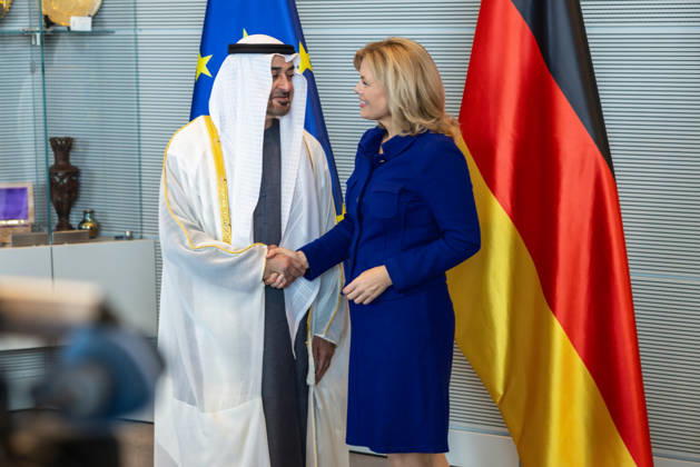 Staatsbesuch S.H. des Präsidenten der Vereinigten Arabischen Emirate, Scheich Mohammed bin Zayed Al Nahyan, in der Bundesrepublik Deutschland. Deutschland, Berlin am 10. September 2026: Die Präsidentin des Deutschen Bundestages, Julia Klöckner, empfängt den Präsidenten der Vereinigten Arabischen Emirate, Scheich Mohammed bin Zayed Al Nahyan, im Deutschen Bundestag in Berlin.