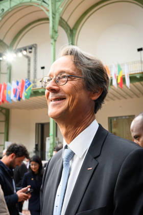 SIE International Space Summit - Paris Olivier Andries, CEO of Safran, attends the International Space Summit at Grand Palais in Paris, France on April 14, 2026. Photo by Eric Tschaen Pool ABACAPRESS.COM Paris IDF France  Copyright: xTschaenxEric Pool ABACAx