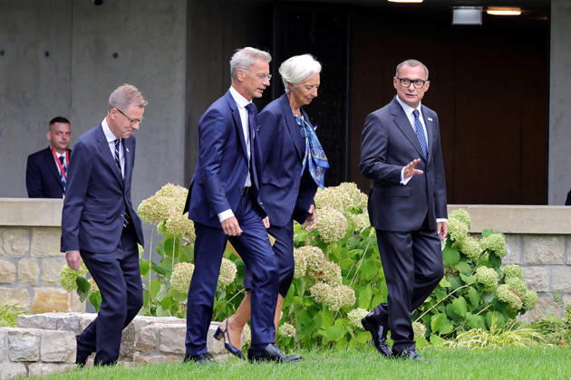 News Bilder des Tages 10.09.2026, Berlin, DEU Pressekonferenz der Europaeischen Zentralbank, ECB, Christine Lagarde, Praesidentin der Europaeischen Zentralbank, heute im Gaestehaus der Bundesbank in Berlin Joachim Nagel, Praesident der Bundsbank, Vizepraesident Boris Vujcÿic« auf dem Weg zur Pressekonferenz