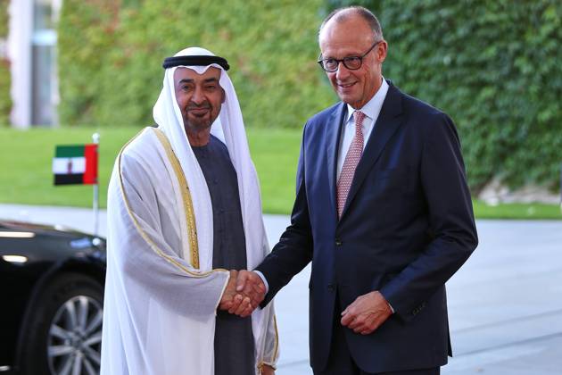 News Bilder des Tages Berlin, Deutschland, 10.09.2026: Deutscher Bundestag: Staatsbesuch S.H. des Präsidenten der Vereinigten Arabischen Emirate: Muhammad bin Zayid Al Nahyan und Friedrich Merz Copyright: xdtsxNachrichtenagenturx dts_133999