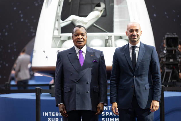 Arrivals at the International Space Summit - Paris French Junior Minister for Europe Benjamin Haddad welcomes Republic of Congo s President Denis Sassou-Nguesso arrives at the International Space Summit at the Grand Palais in Paris, France on September 10, 2026. Photo by Jeanne Accorsini Pool ABACAPRESS.COM Paris France  Copyright: xAccorsinixJeanne Pool ABACAx