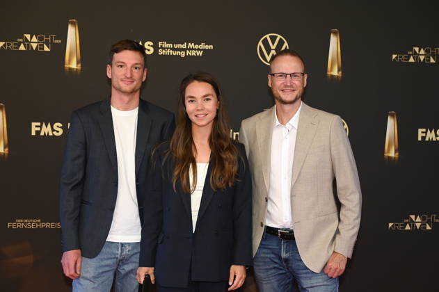 Eike Köhler, Kim Kristin Mauch und Björn Kurtenbach, Team der NDR Dokuserie Minentaucher, kommt zur Gala und Verleihung bei Die Nacht der Kreativen im Rahmen der Veranstaltung Der deutsche Fernsehnpreis 2026